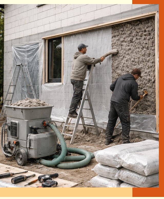 Утепление дома из газобетона эковатой в Сатке от 4655 руб./м2 | ТепломастерСтк